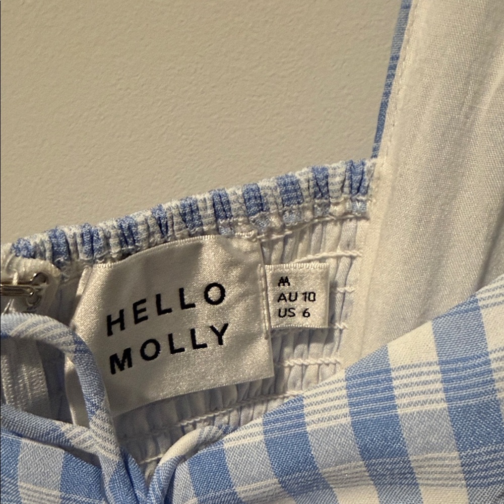 Hello Molly Light Blue and White Gingham Puff Sleeve Mini Dress - Picture 3 of 3